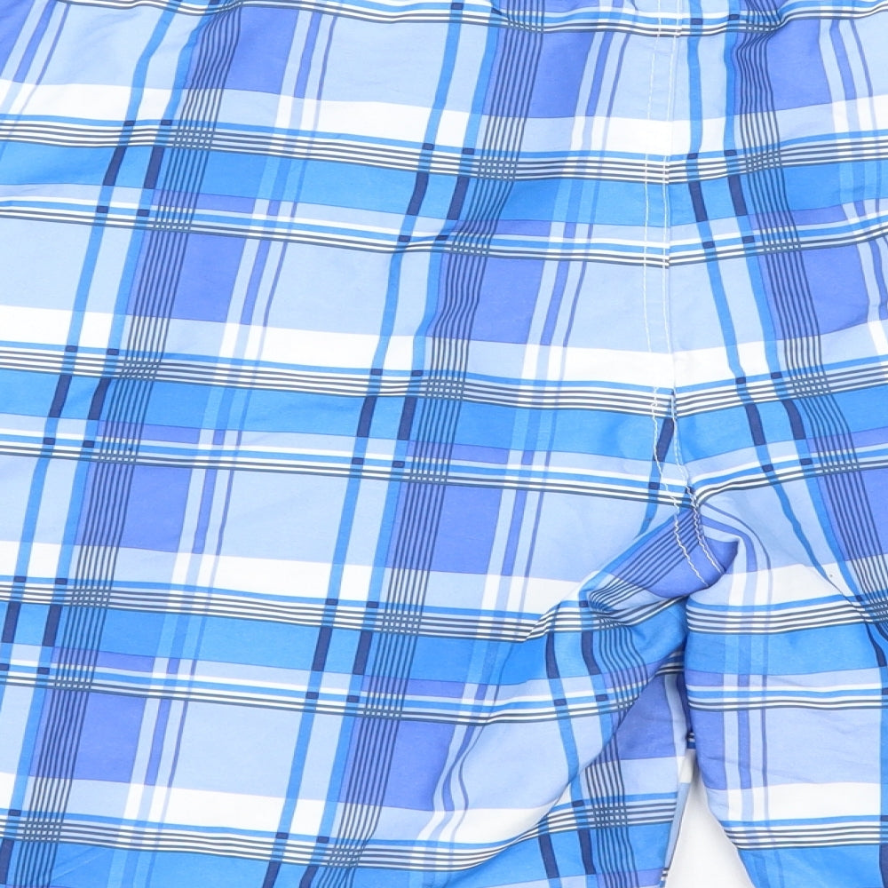 Cedar Wood State Mens Blue Plaid Polyester Cargo Shorts Size XL L10 in Regular Drawstring