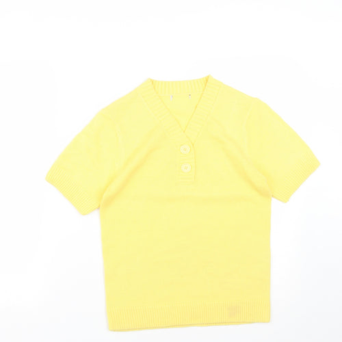 Preworn Womens Yellow V-Neck  Acrylic Pullover Jumper Size 8