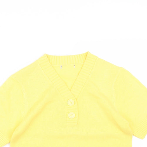Preworn Womens Yellow V-Neck  Acrylic Pullover Jumper Size 8