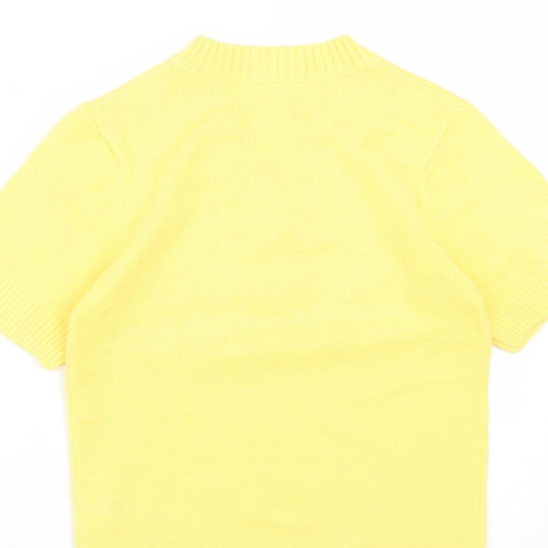 Preworn Womens Yellow V-Neck  Acrylic Pullover Jumper Size 8