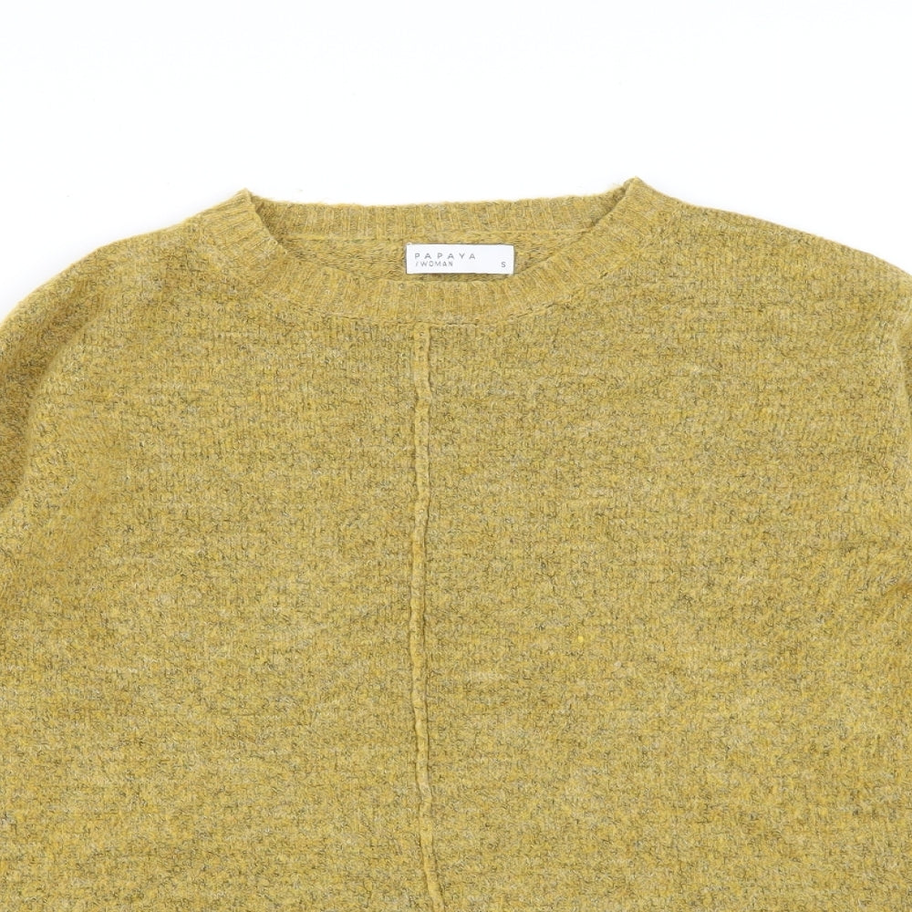 Matalan Womens Yellow Round Neck  Acrylic Pullover Jumper Size S