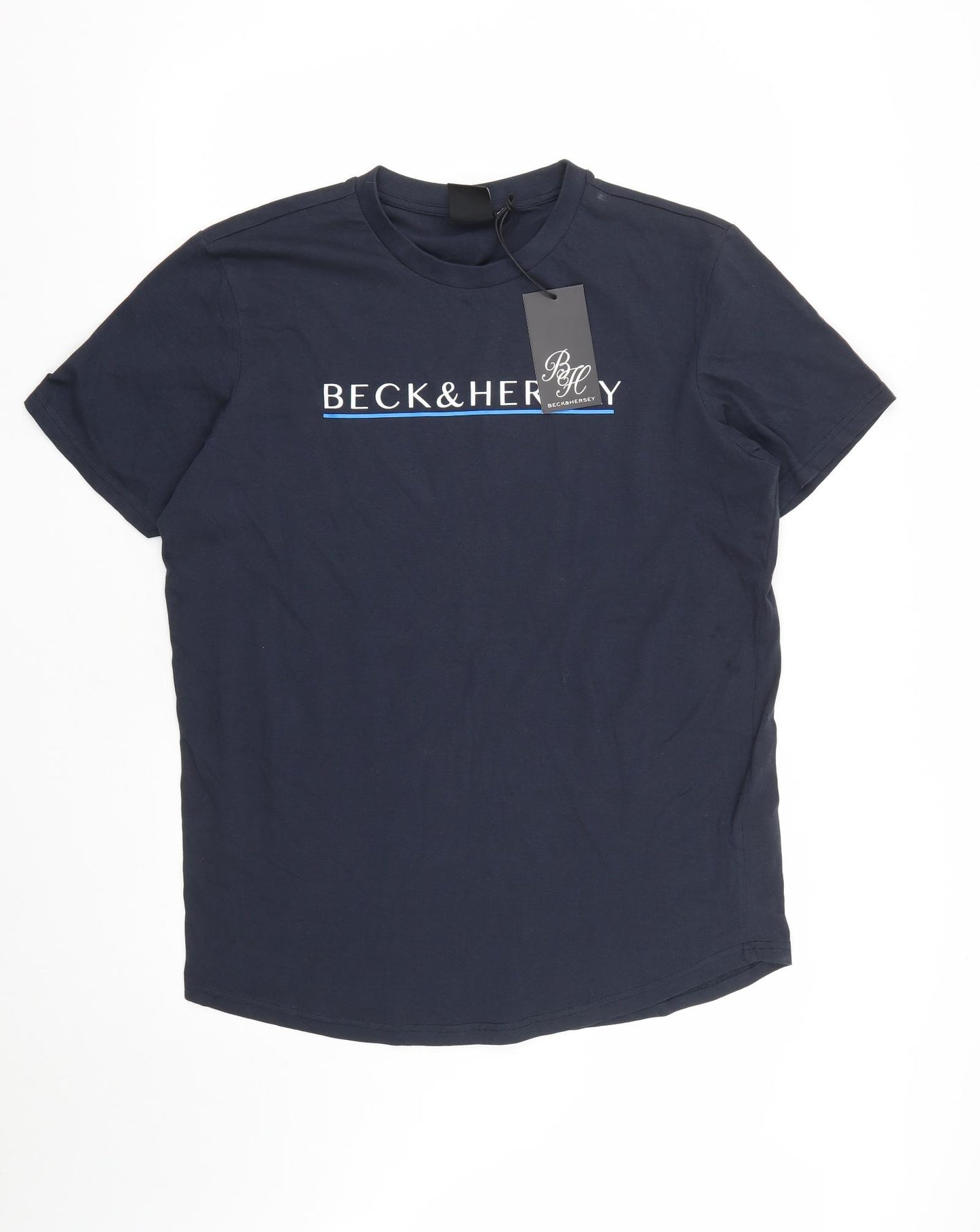 BECK&HERSEY Mens Blue  Cotton  T-Shirt Size 2XL Round Neck