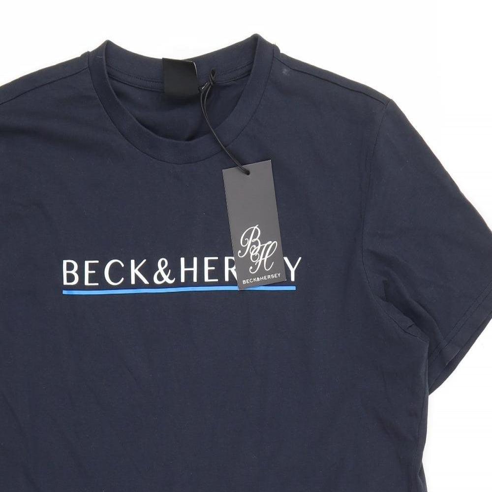 BECK&HERSEY Mens Blue  Cotton  T-Shirt Size 2XL Round Neck