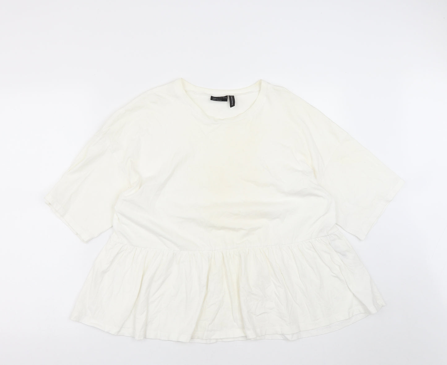 ASOS Womens White  Cotton Cropped T-Shirt Size 14 Round Neck