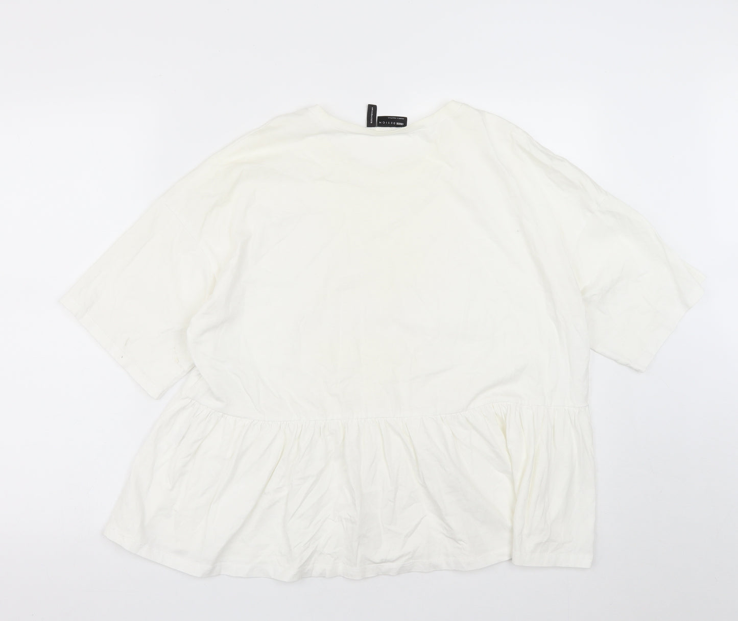 ASOS Womens White  Cotton Cropped T-Shirt Size 14 Round Neck