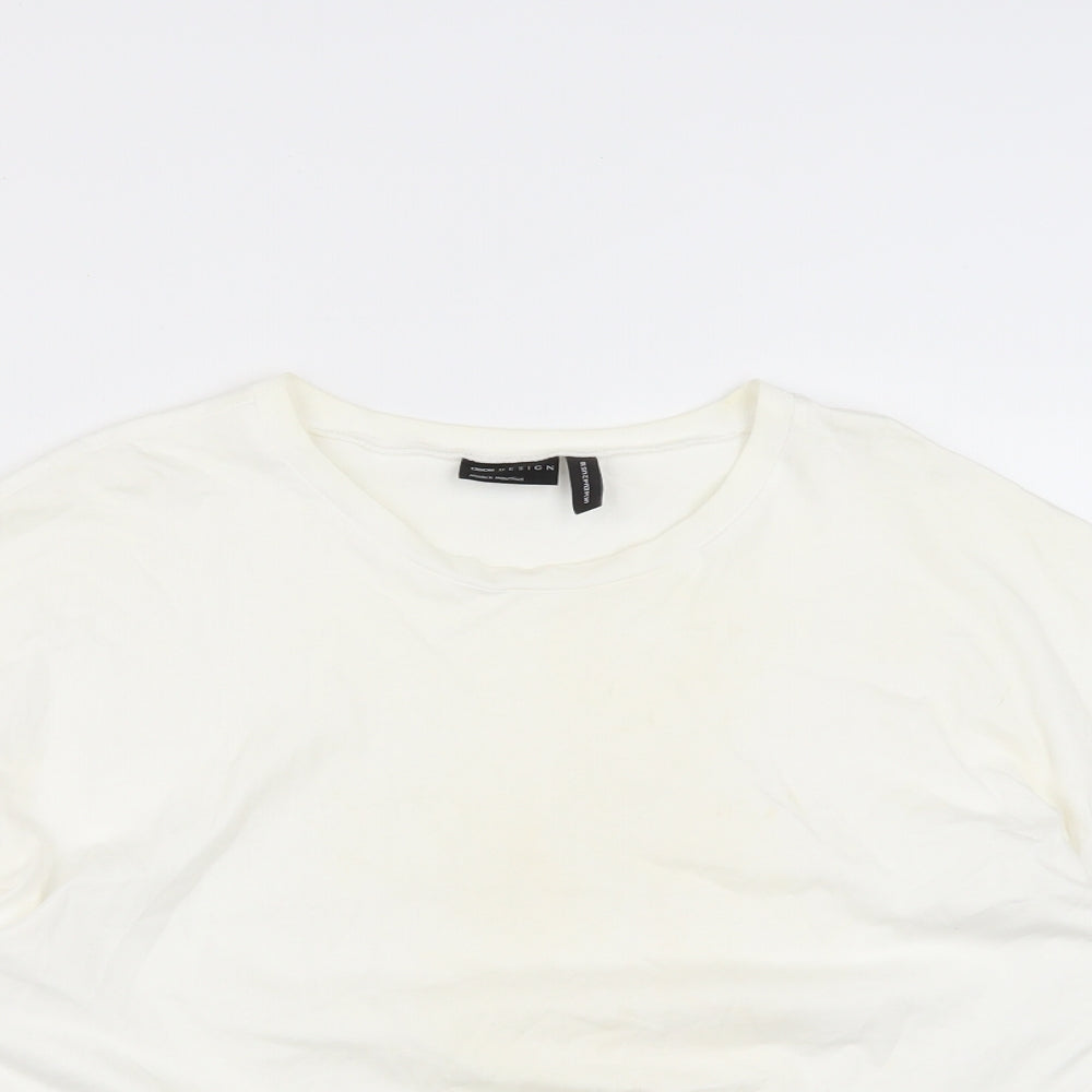 ASOS Womens White  Cotton Cropped T-Shirt Size 14 Round Neck
