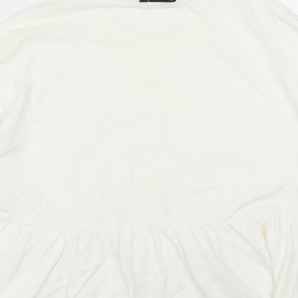 ASOS Womens White  Cotton Cropped T-Shirt Size 14 Round Neck