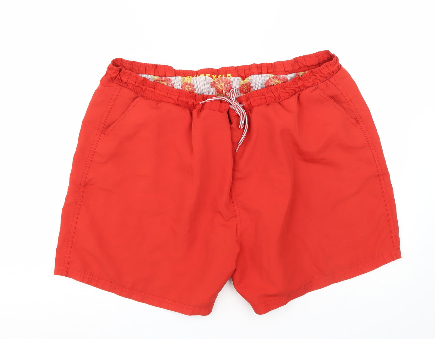 Cedar Wood State Mens Red  Polyester Sweat Shorts Size 2XL L6 in Regular Drawstring