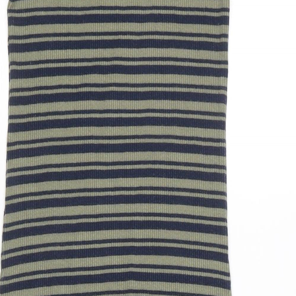 Marks and Spencer Womens Multicoloured Striped Cotton Bodycon  Size 12  Round Neck
