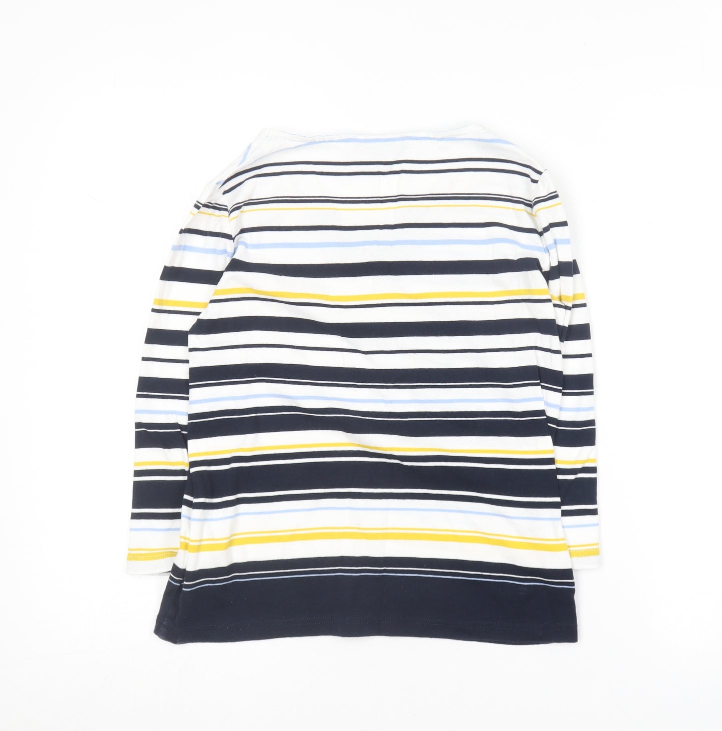 Maine Womens Multicoloured Striped Cotton Basic T-Shirt Size 10 V-Neck