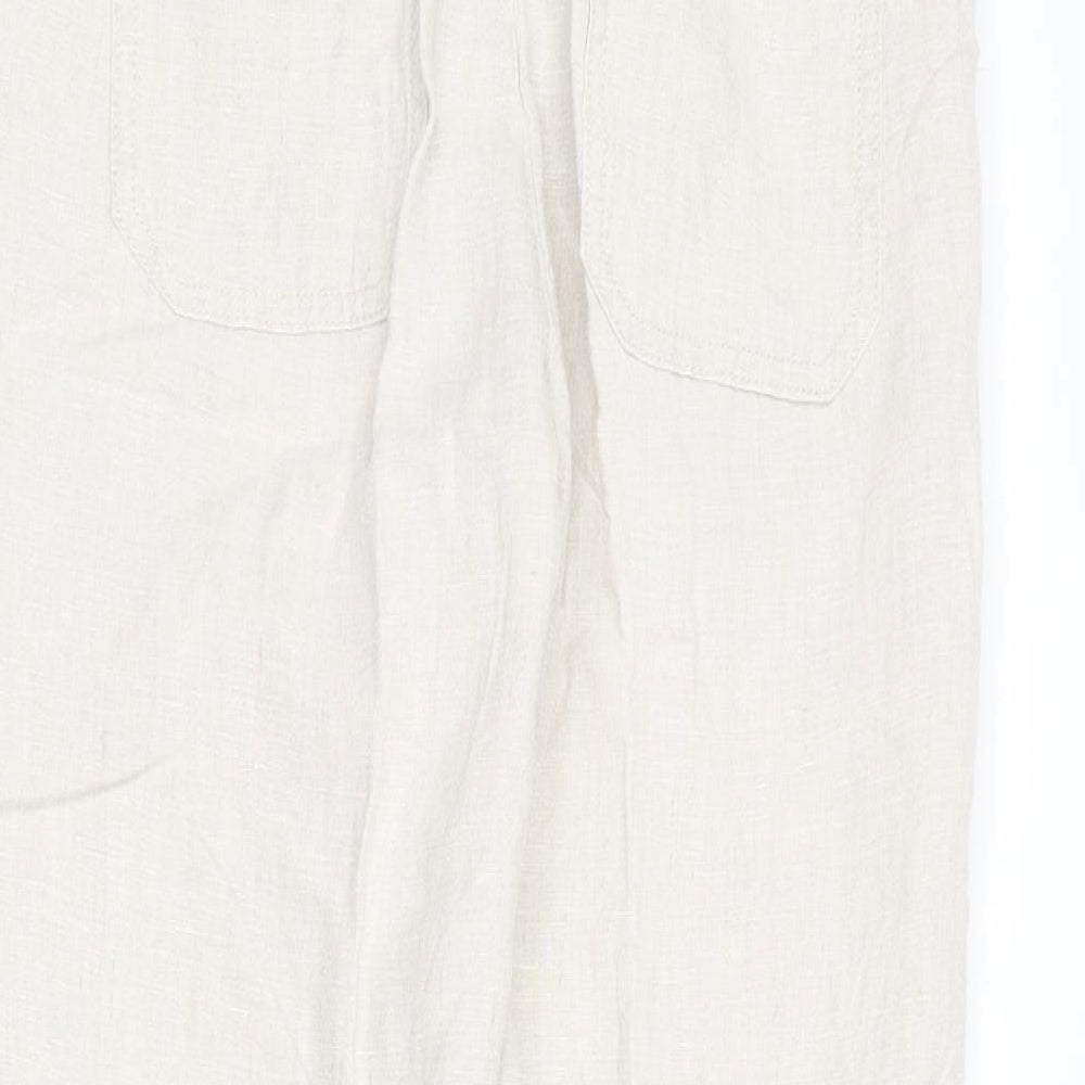 F&F Womens Beige  Linen Trousers  Size 6 L25 in Regular