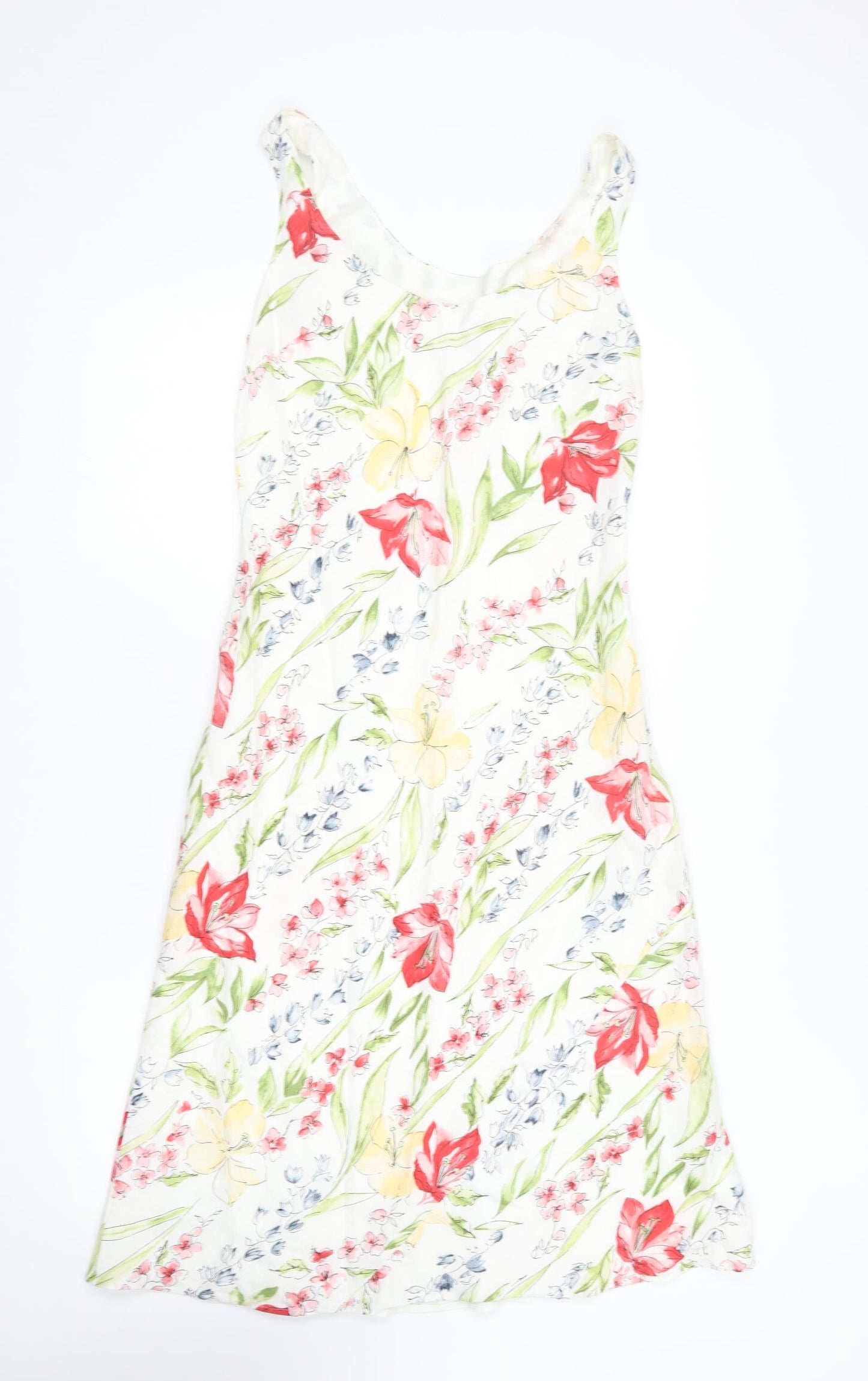 Kaliko Womens Multicoloured Floral Cotton A-Line  Size 10  Boat Neck
