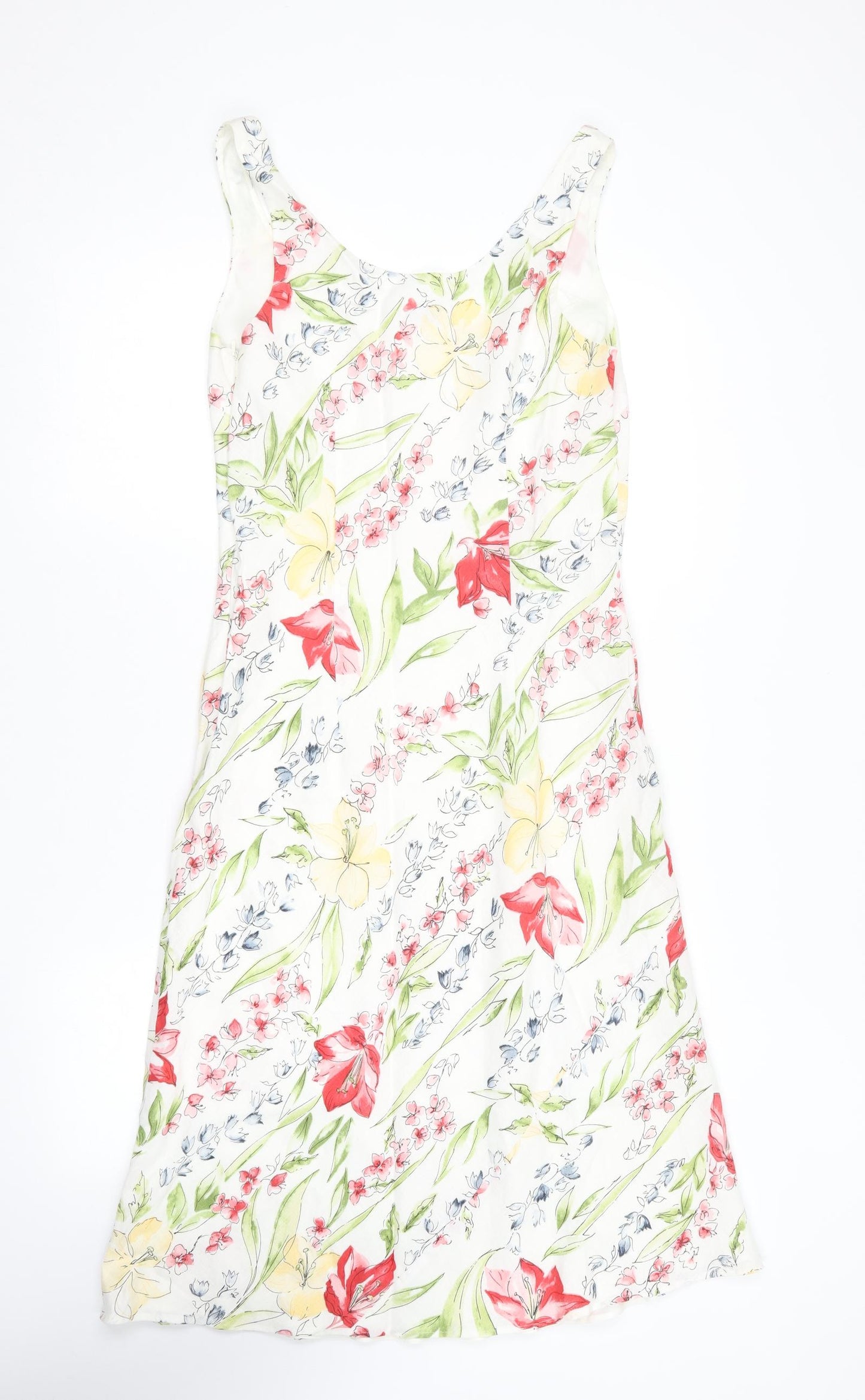 Kaliko Womens Multicoloured Floral Cotton A-Line  Size 10  Boat Neck