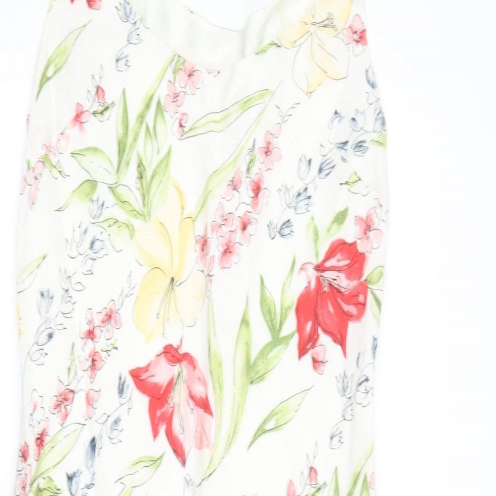 Kaliko Womens Multicoloured Floral Cotton A-Line  Size 10  Boat Neck