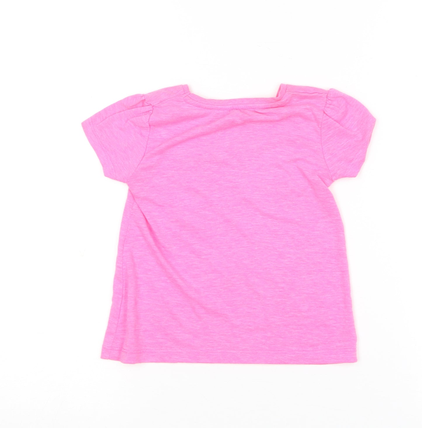 Dunnes Stores Girls Pink  Polyester Basic T-Shirt Size 2-3 Years Round Neck