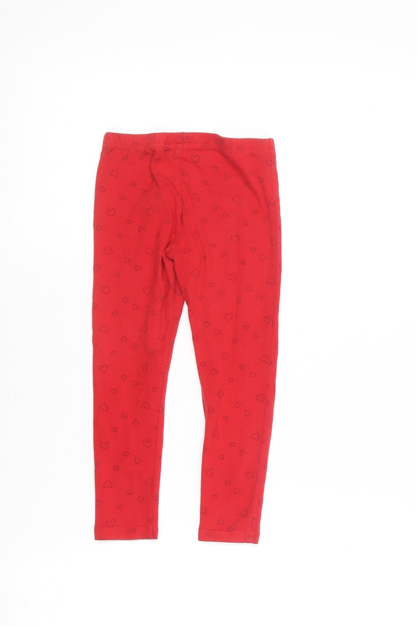 Primark Girls Red Geometric Cotton Jogger Trousers Size 4-5 Years  Regular  - Minnie Mouse