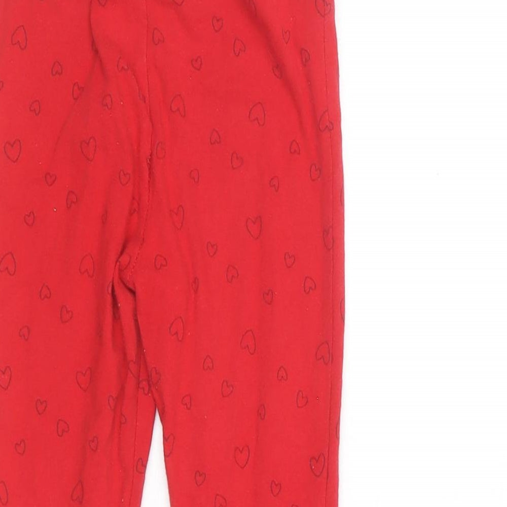 Primark Girls Red Geometric Cotton Jogger Trousers Size 4-5 Years  Regular  - Minnie Mouse