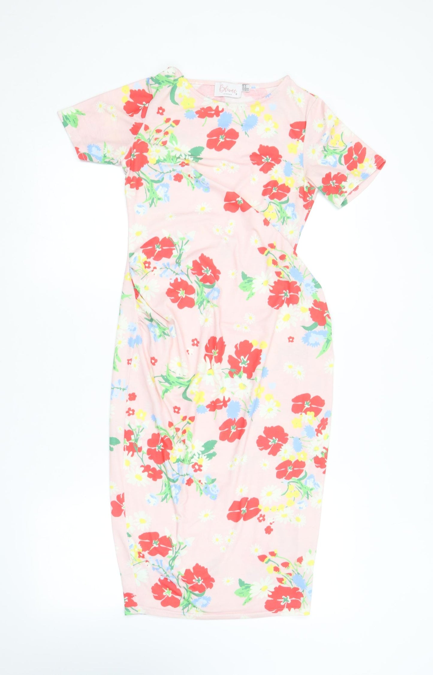 Blume London Womens Multicoloured Floral Polyester Bodycon  Size 8  Round Neck