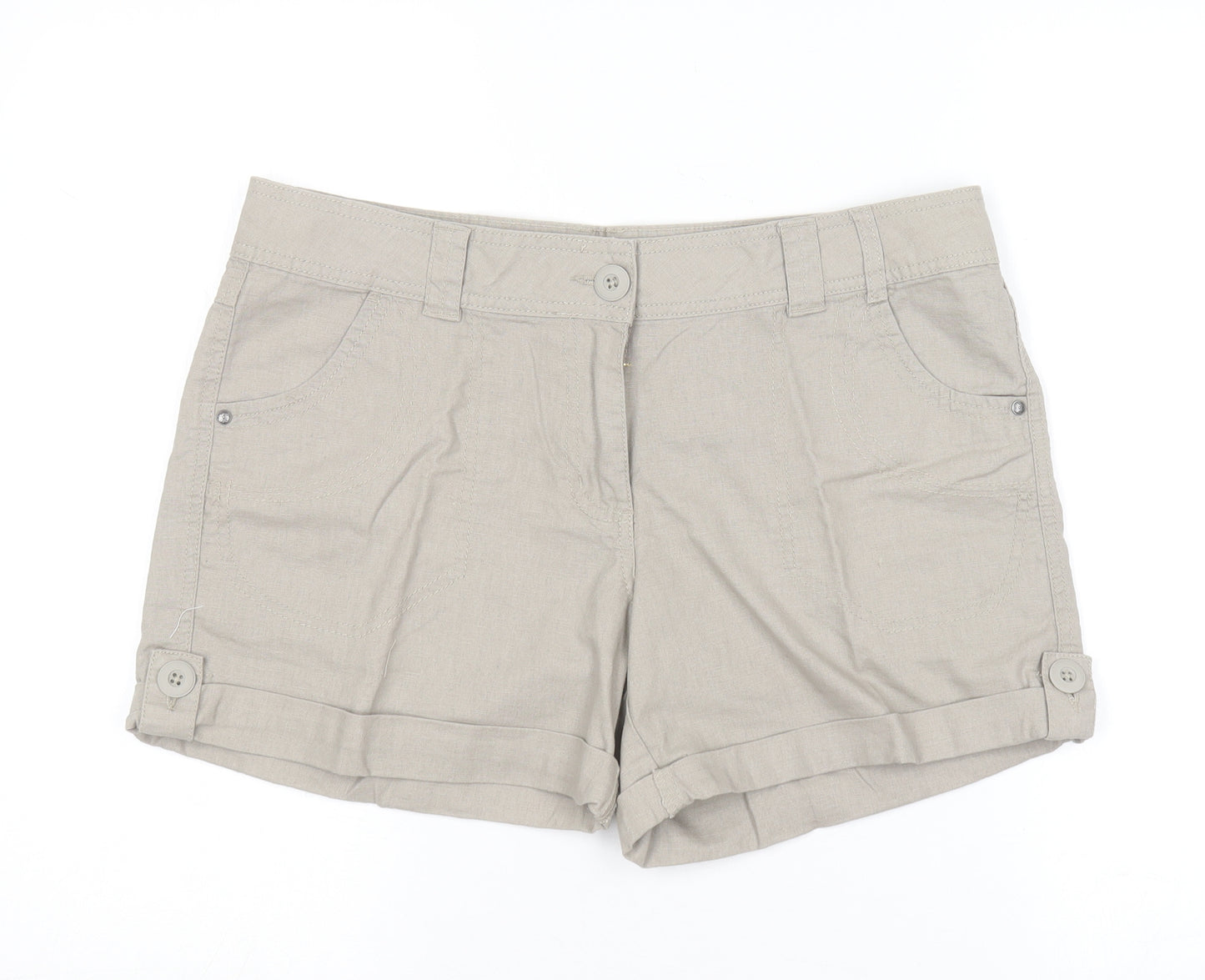 George Womens Brown  Linen Chino Shorts Size 14 L14 in Regular