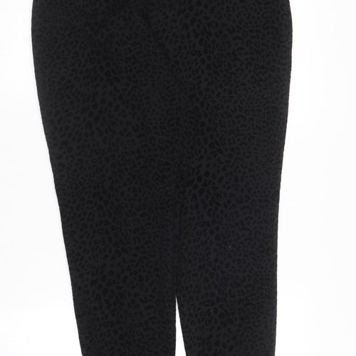 George Womens Black Animal Print Viscose Trousers  Size 16 L25 in Regular