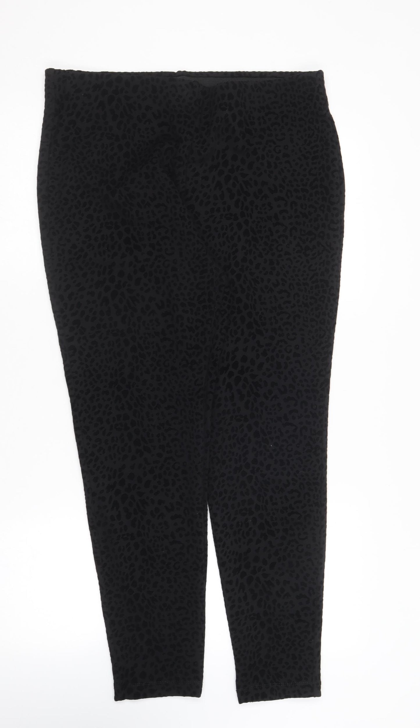 George Womens Black Animal Print Viscose Trousers  Size 16 L25 in Regular