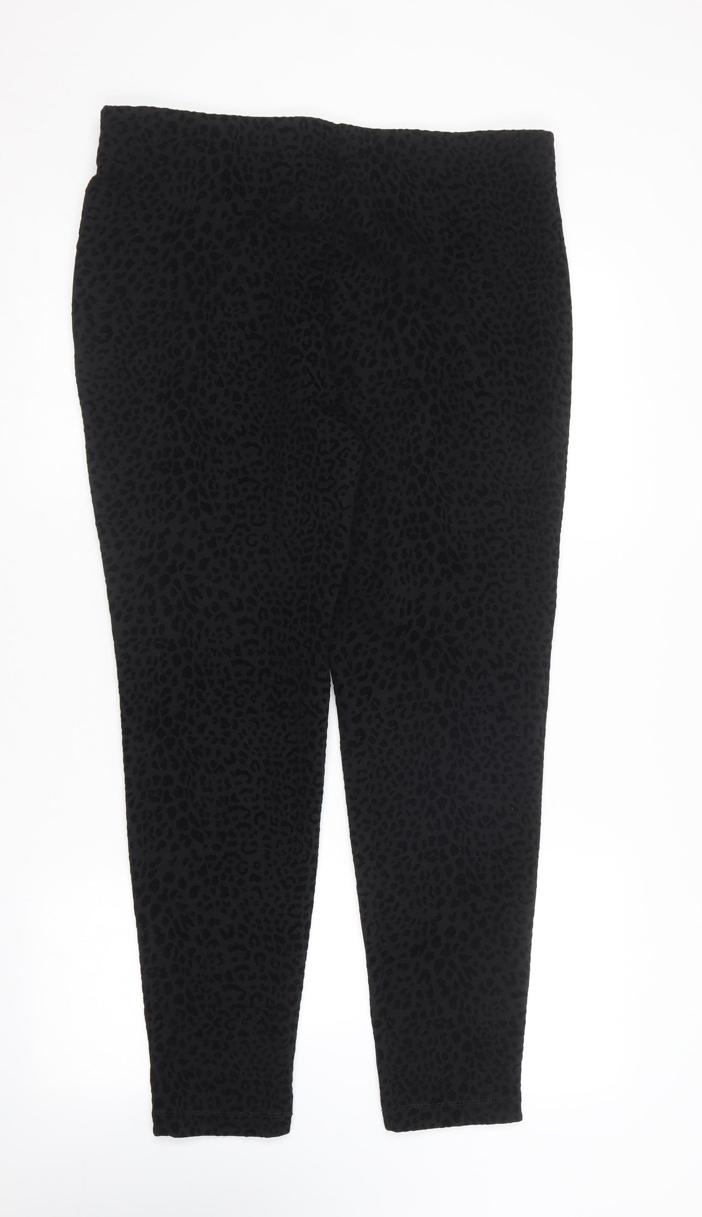 George Womens Black Animal Print Viscose Trousers  Size 16 L25 in Regular