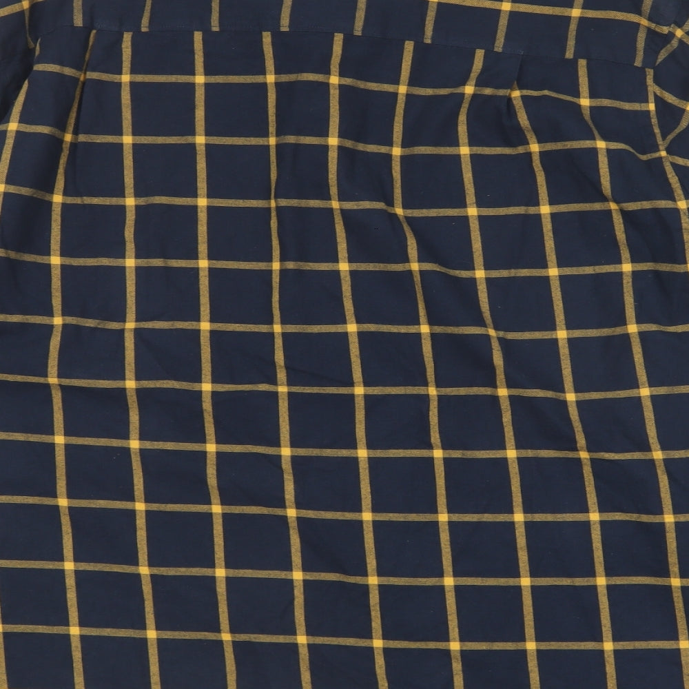 Jasper Conran Mens Blue Plaid Cotton  Button-Up Size 2XL Collared