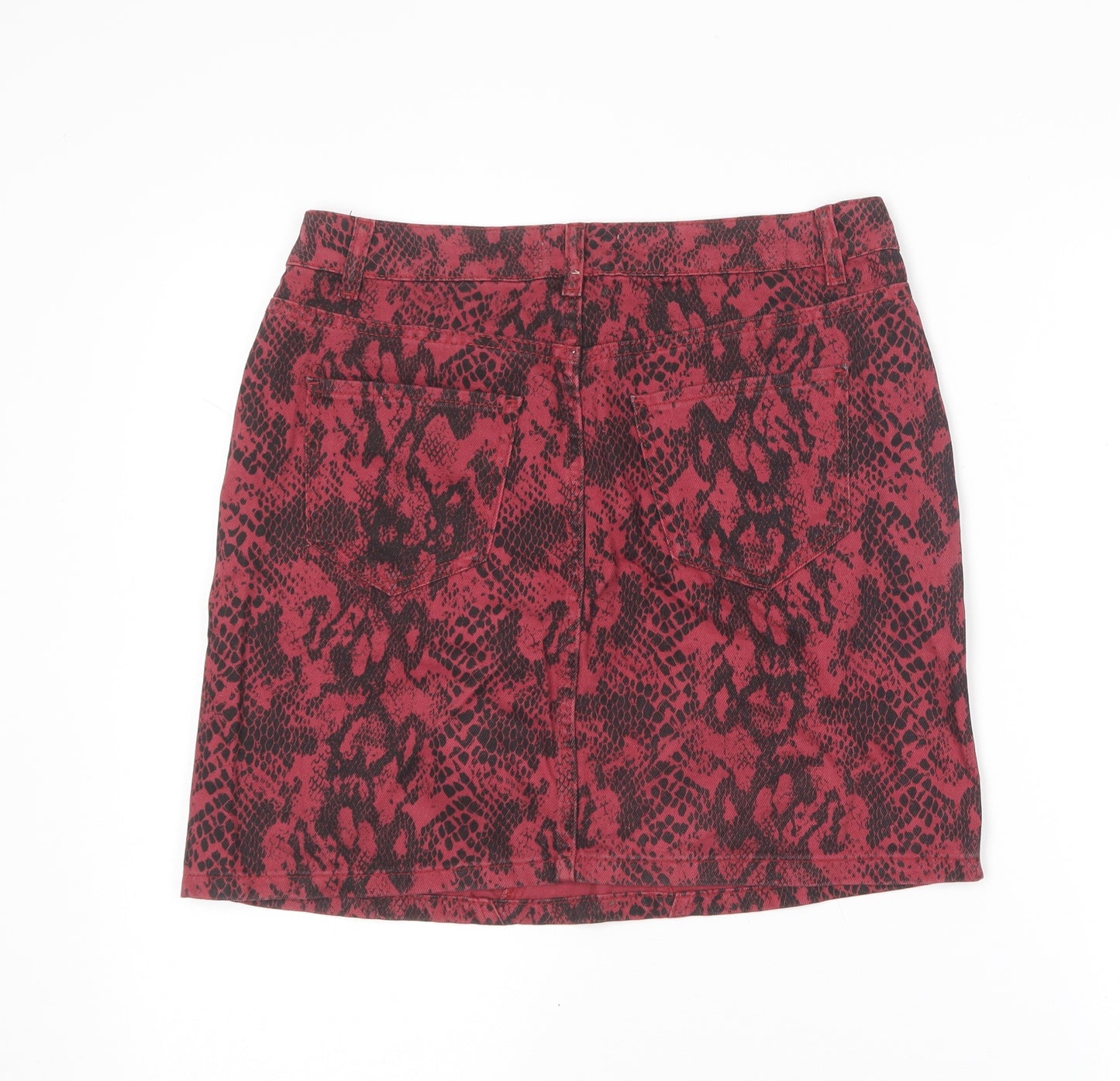 New Look Womens Red Animal Print Cotton Mini Skirt Size 12