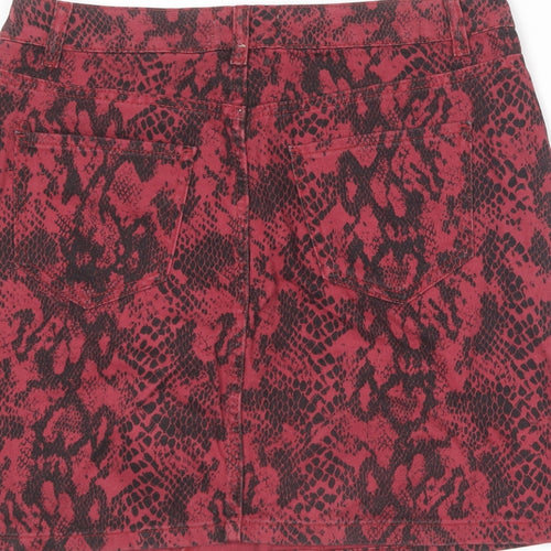 New Look Womens Red Animal Print Cotton Mini Skirt Size 12