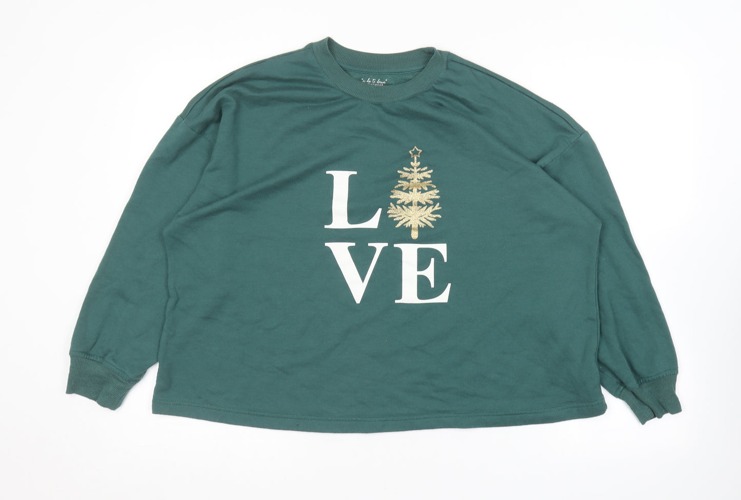 F&F Womens Green Round Neck  Polyester Pullover Jumper Size 16   - Christmas Jumper