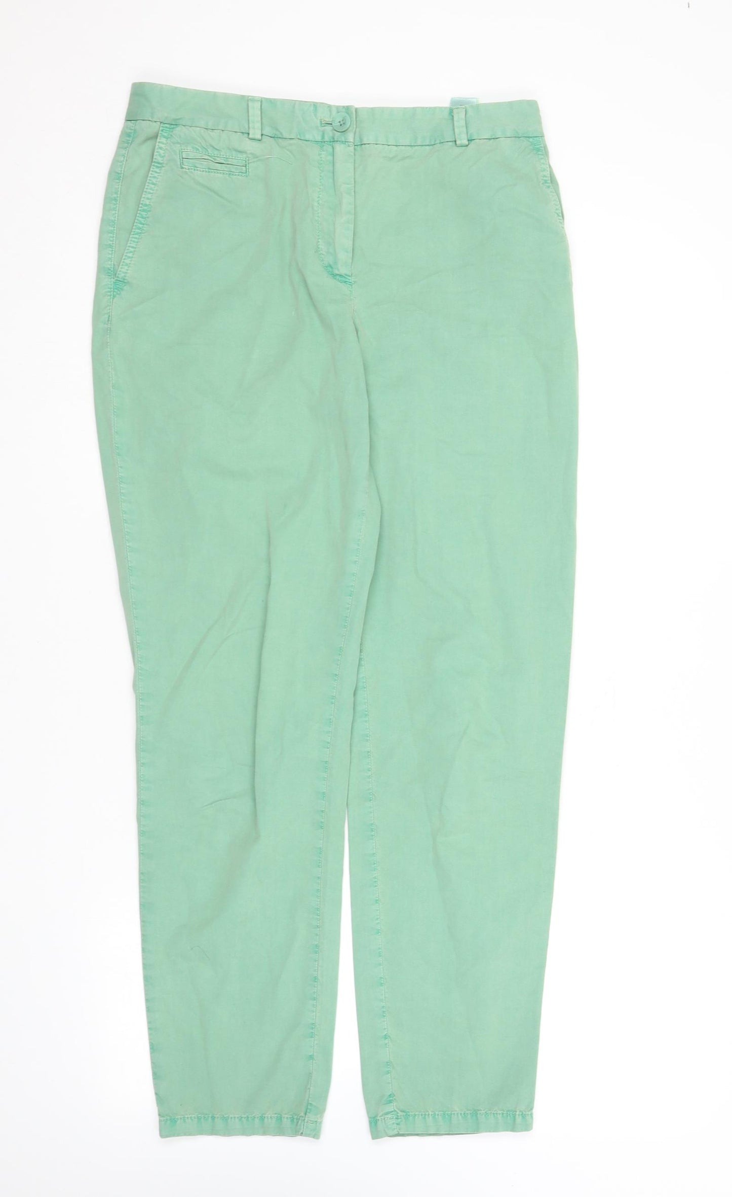 Marks and Spencer Womens Green  Cotton Trousers  Size 10 L28.5 in Regular