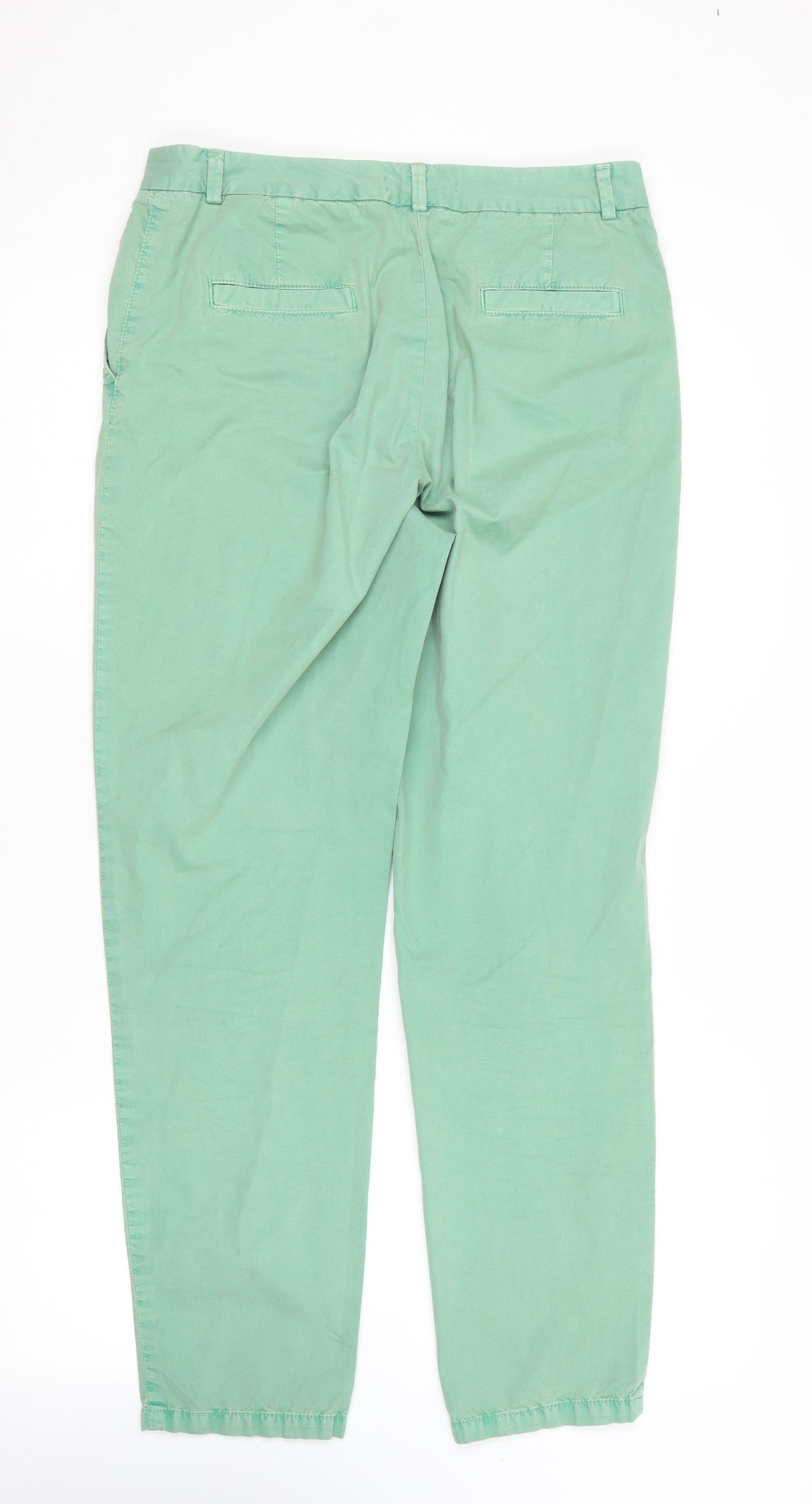 Marks and Spencer Womens Green  Cotton Trousers  Size 10 L28.5 in Regular