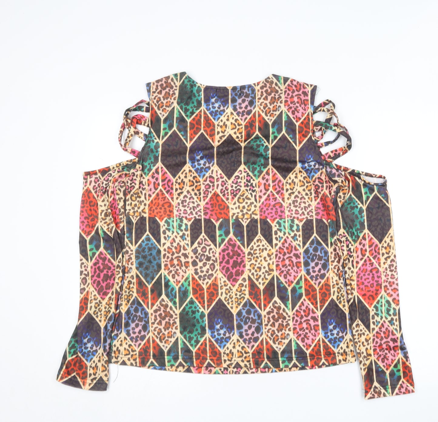 CBR Womens Multicoloured Animal Print Cotton Basic T-Shirt Size XL Round Neck