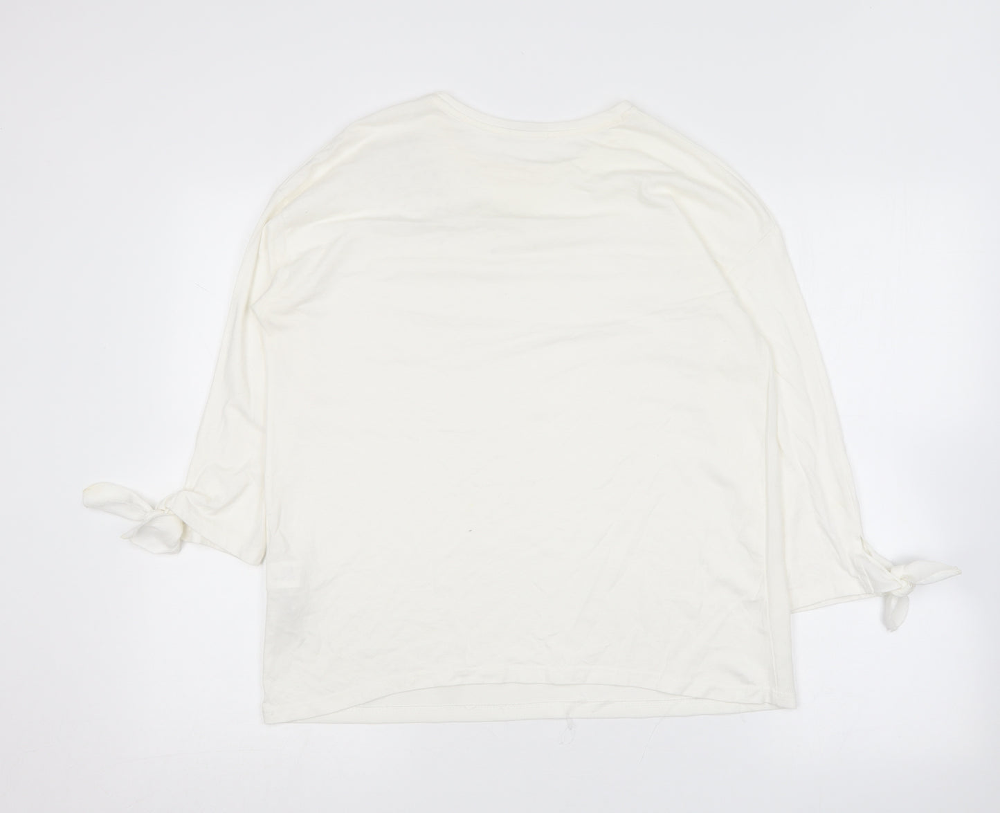 Strada Womens Ivory  Cotton Basic T-Shirt Size S Round Neck