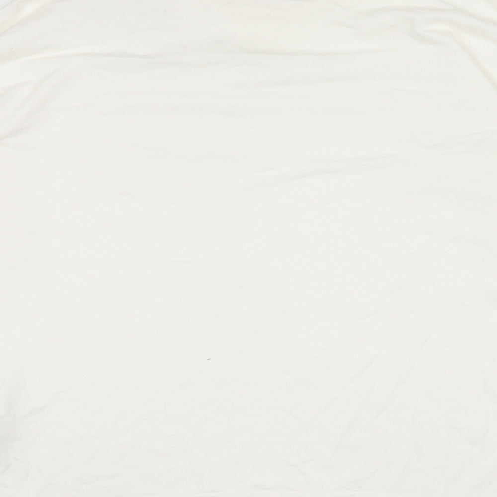 Strada Womens Ivory  Cotton Basic T-Shirt Size S Round Neck