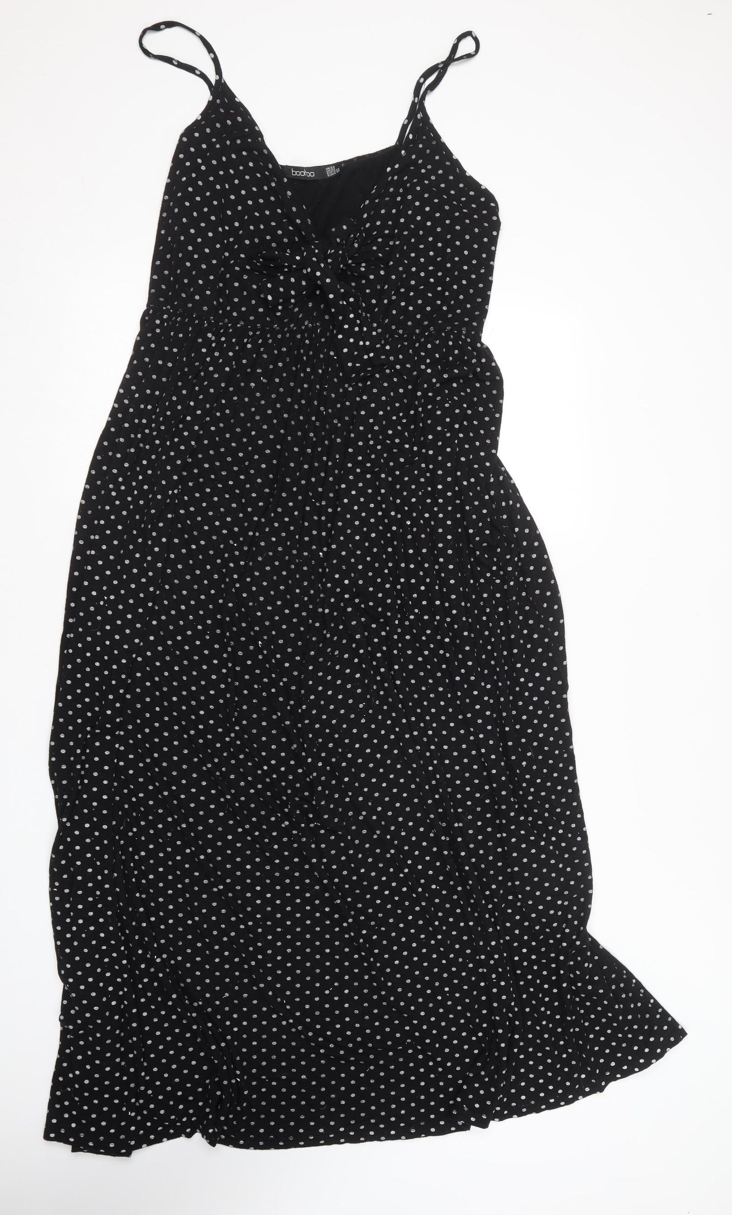 Boohoo Womens Black Polka Dot Cotton Skater Dress  Size 24  Sweetheart