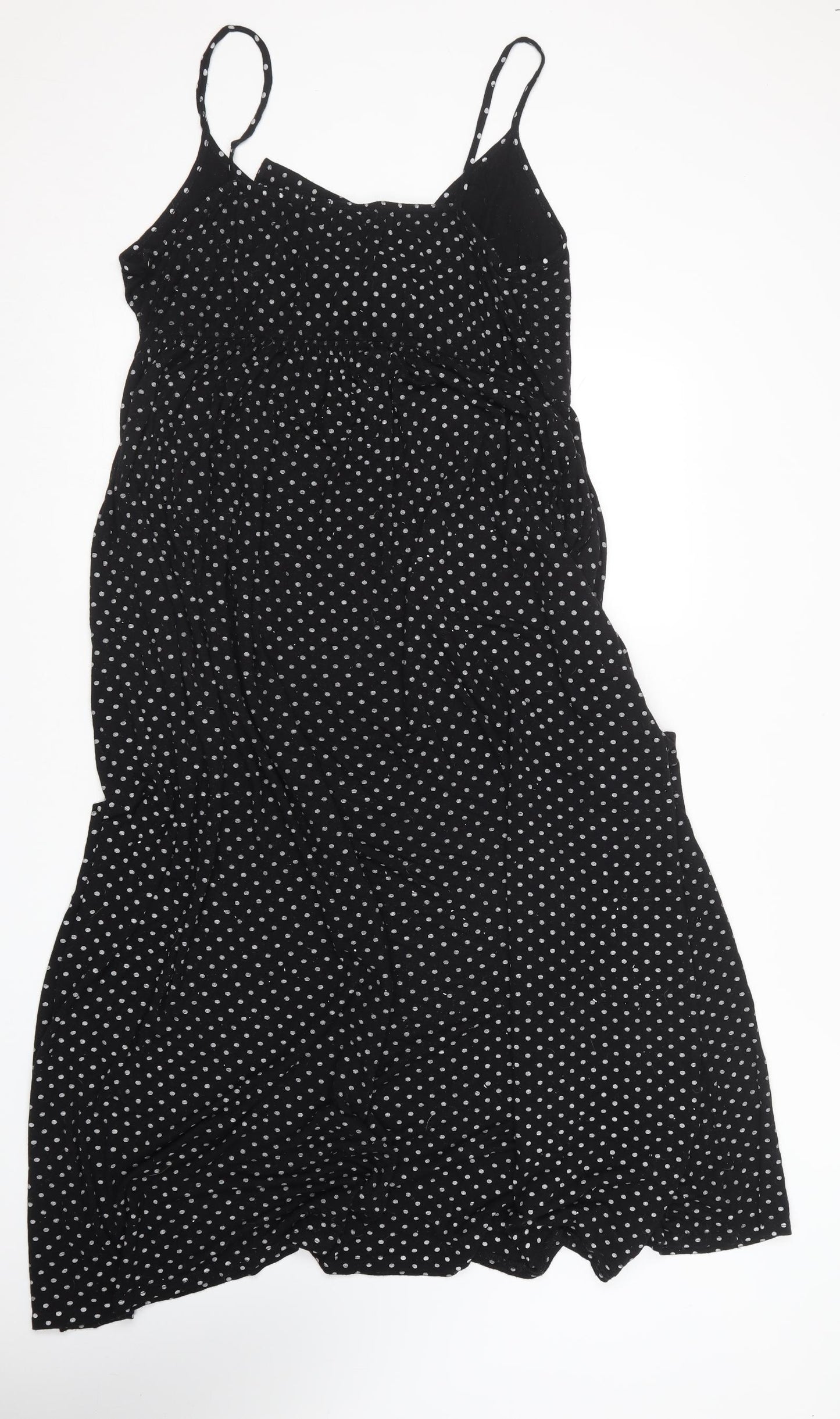 Boohoo Womens Black Polka Dot Cotton Skater Dress  Size 24  Sweetheart