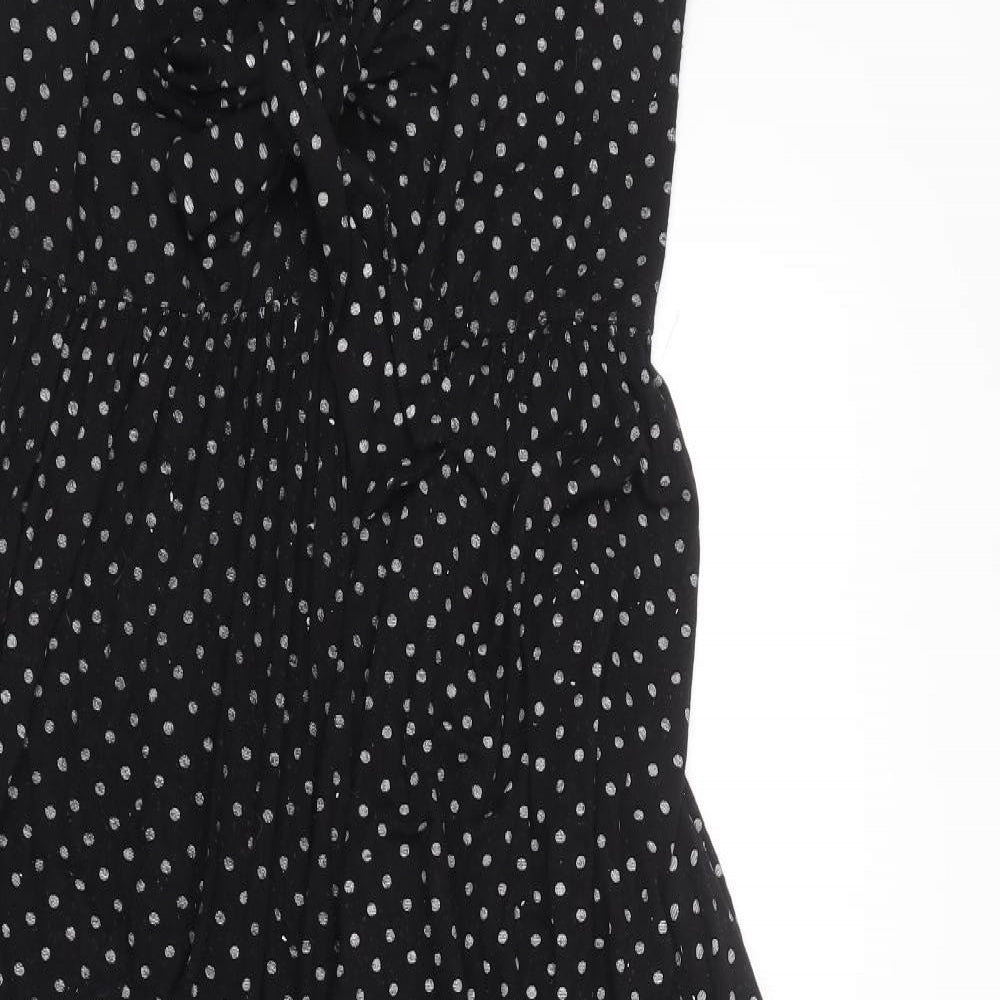 Boohoo Womens Black Polka Dot Cotton Skater Dress  Size 24  Sweetheart