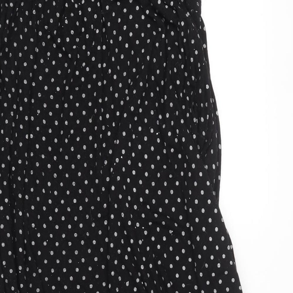 Boohoo Womens Black Polka Dot Cotton Skater Dress  Size 24  Sweetheart