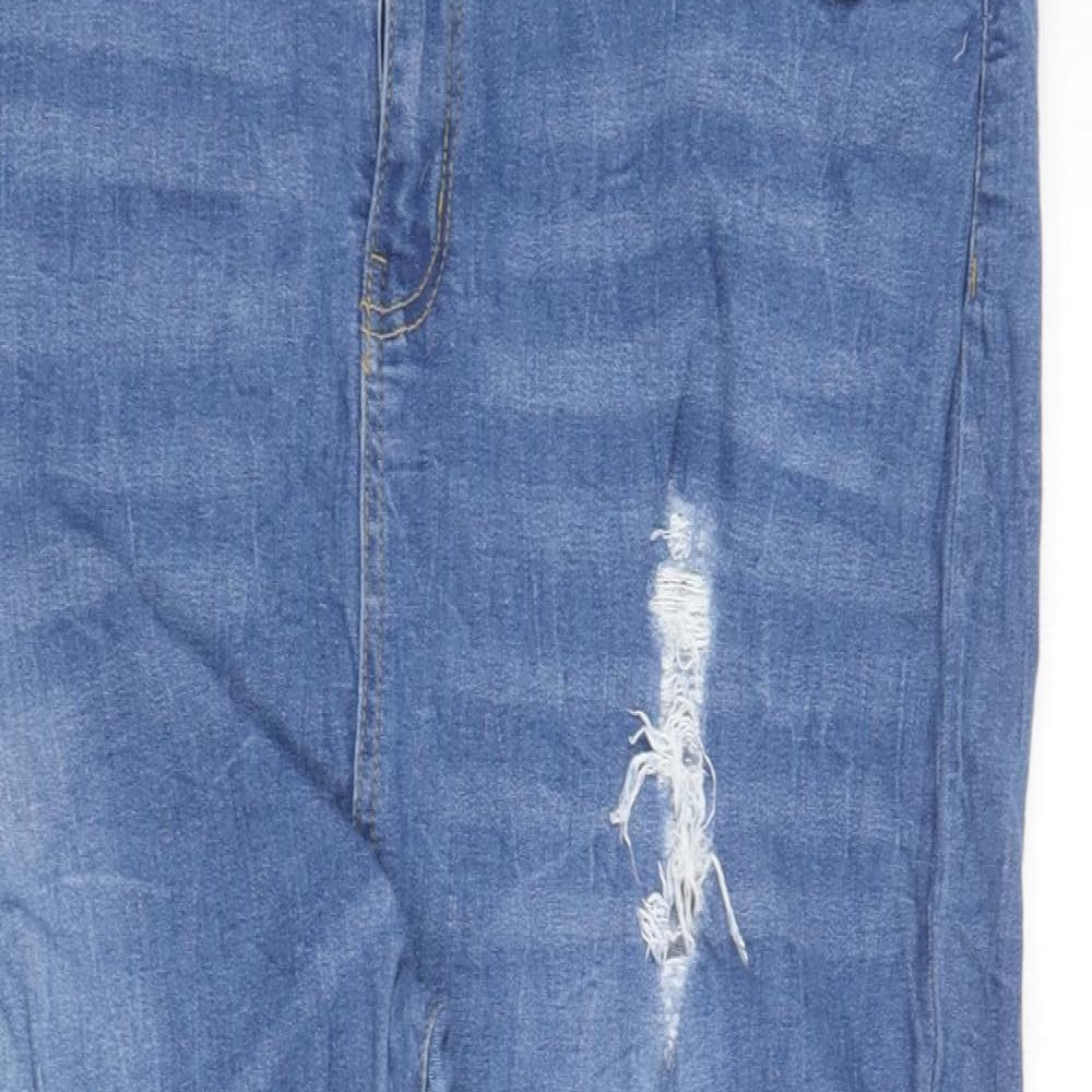 Boohoo Womens Blue  Cotton Straight Jeans Size 24 L26 in Regular