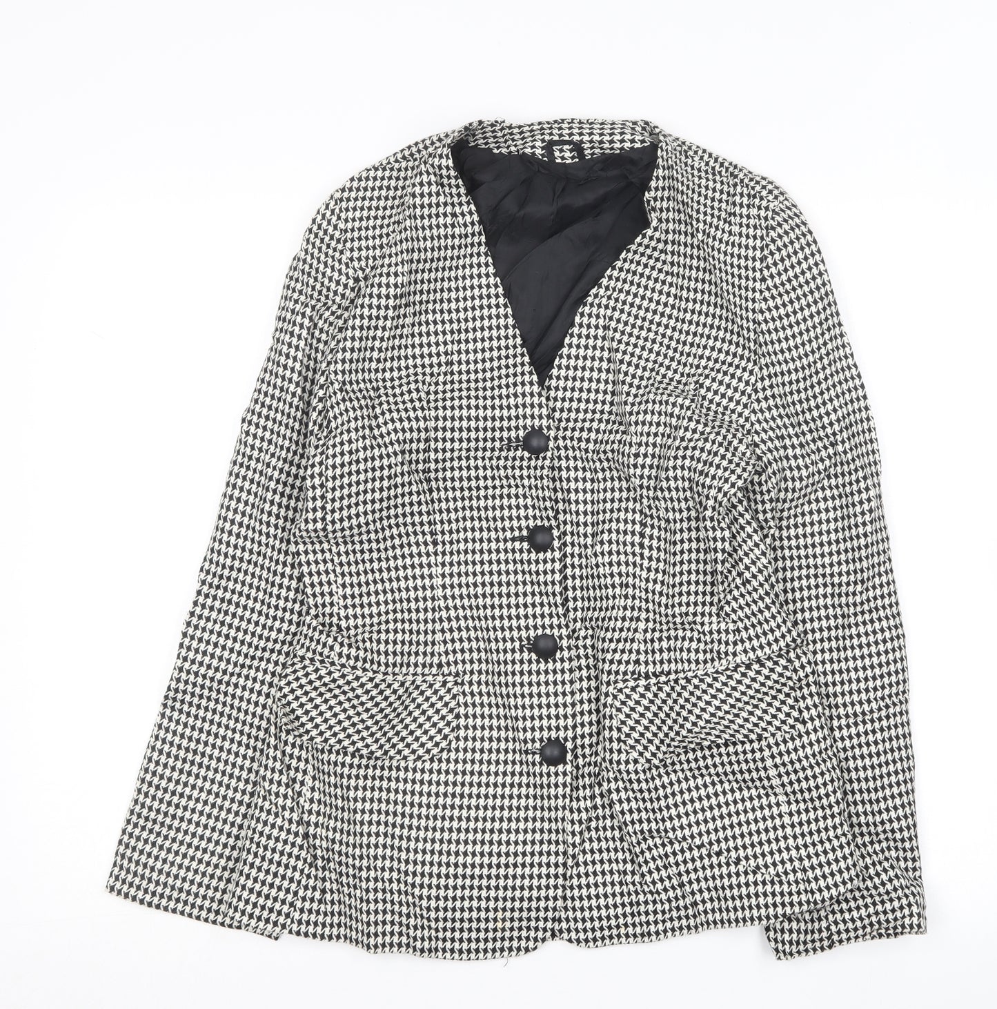 C & A Womens Black Geometric  Jacket Blazer Size 12