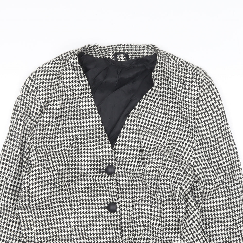 C & A Womens Black Geometric  Jacket Blazer Size 12