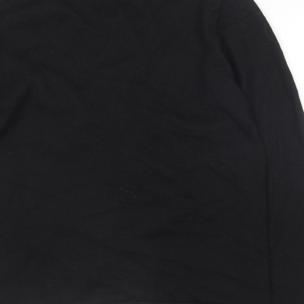 Quipu Womens Black Round Neck  Cotton Cardigan Jumper Size L