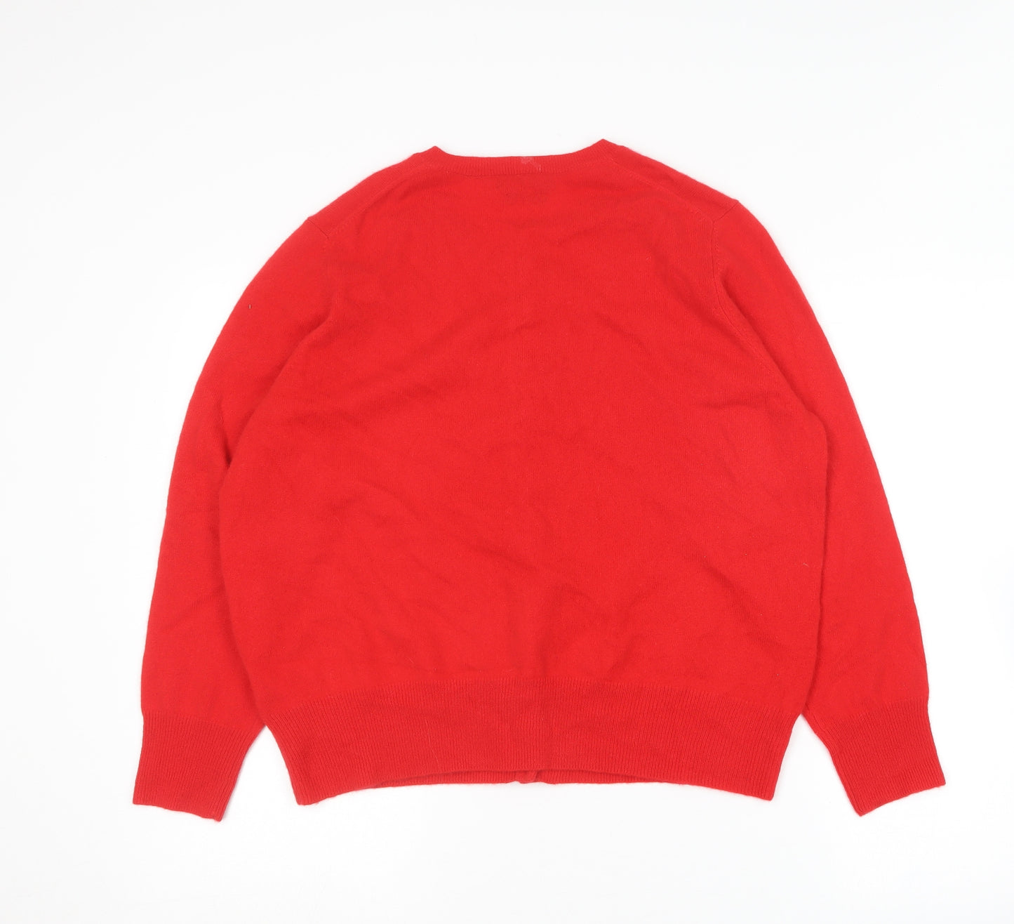 Autograph Womens Red Round Neck  Cashmere Cardigan Jumper Size 18