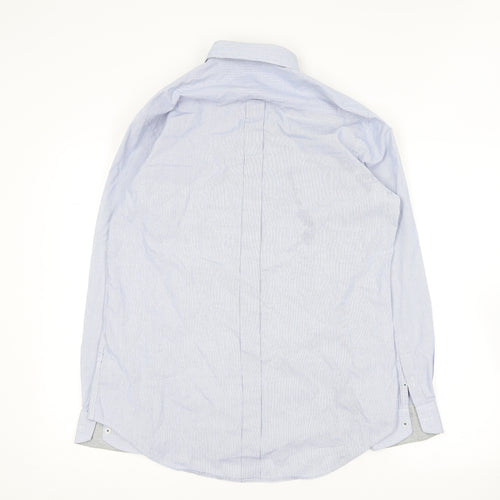 Padini Mens Blue Striped Cotton  Button-Up Size L Collared