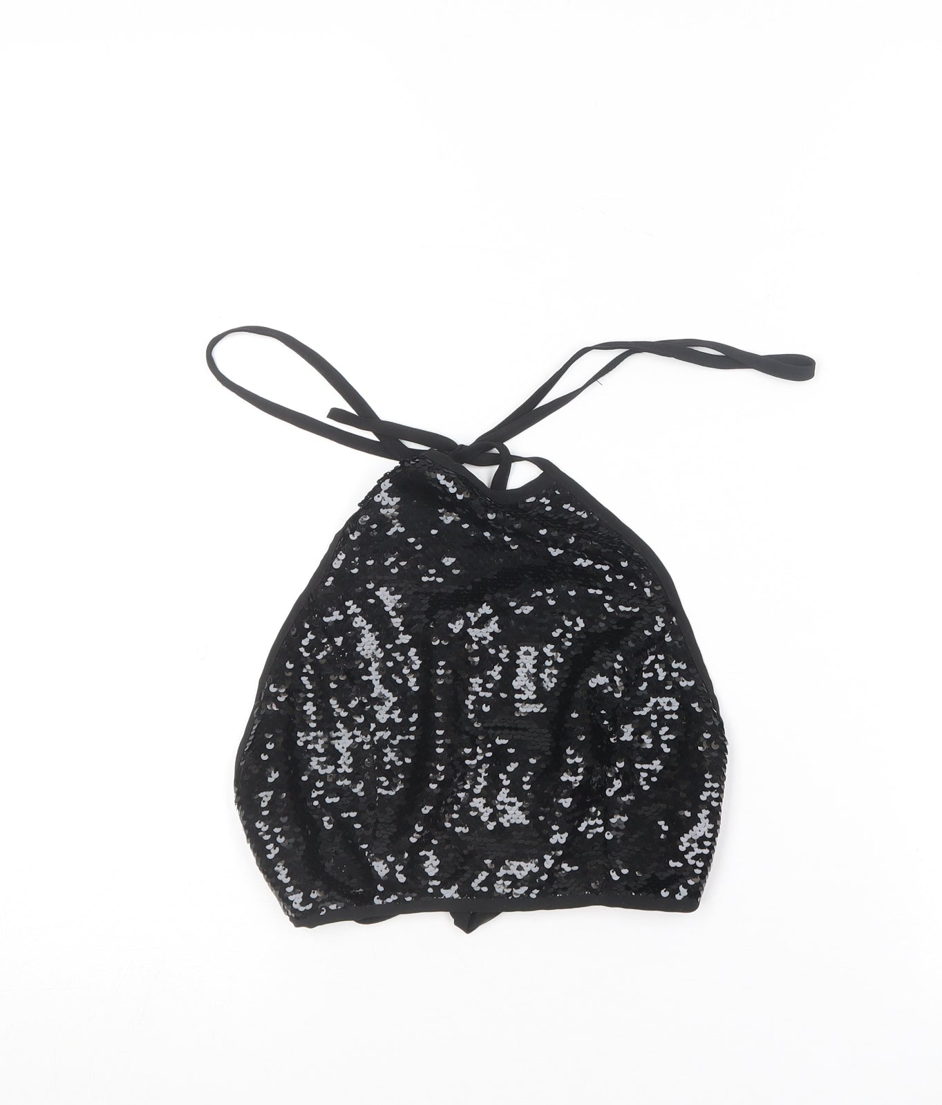 PRETTYLITTLETHING Womens Black  Polyester Cropped Tank Size 8 Halter