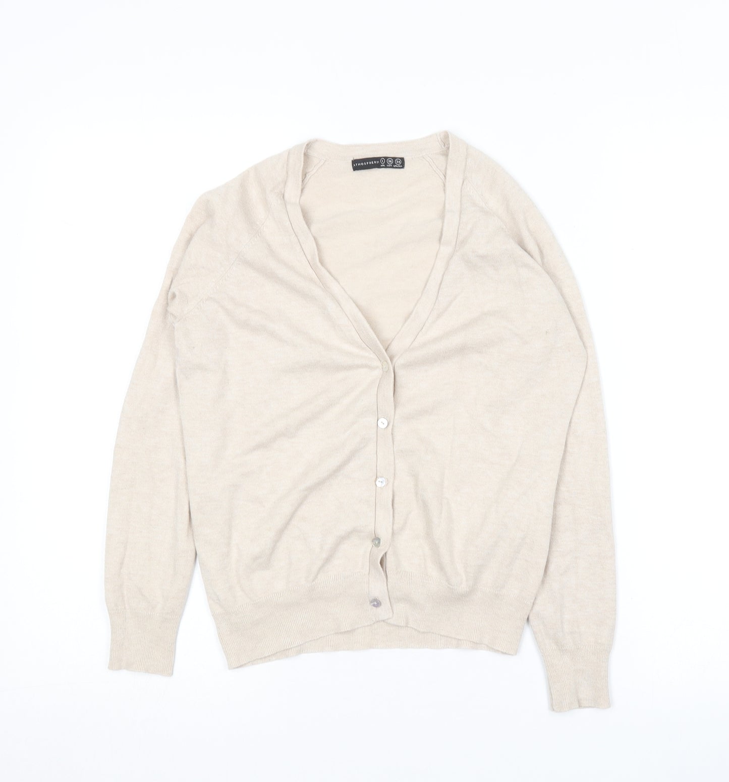 Atmosphere Womens Beige V-Neck  Viscose Cardigan Jumper Size 8