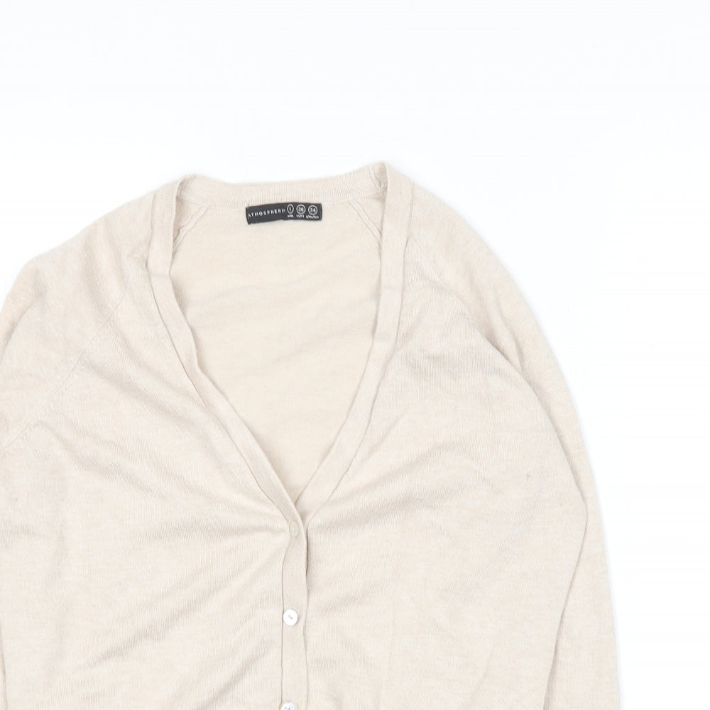 Atmosphere Womens Beige V-Neck  Viscose Cardigan Jumper Size 8