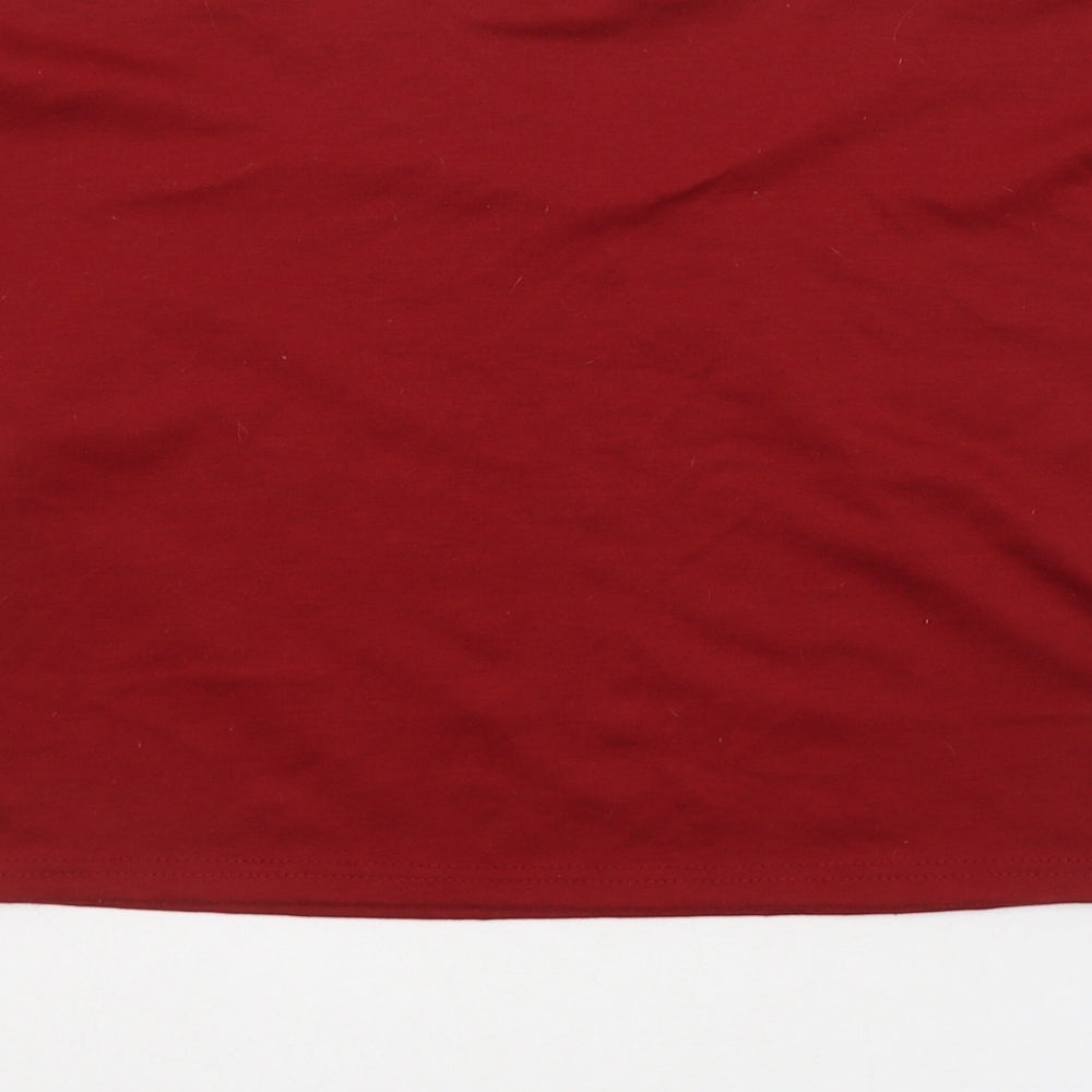 Zaful Womens Red  Polyester Cropped T-Shirt Size 10 V-Neck - Cold shoulder