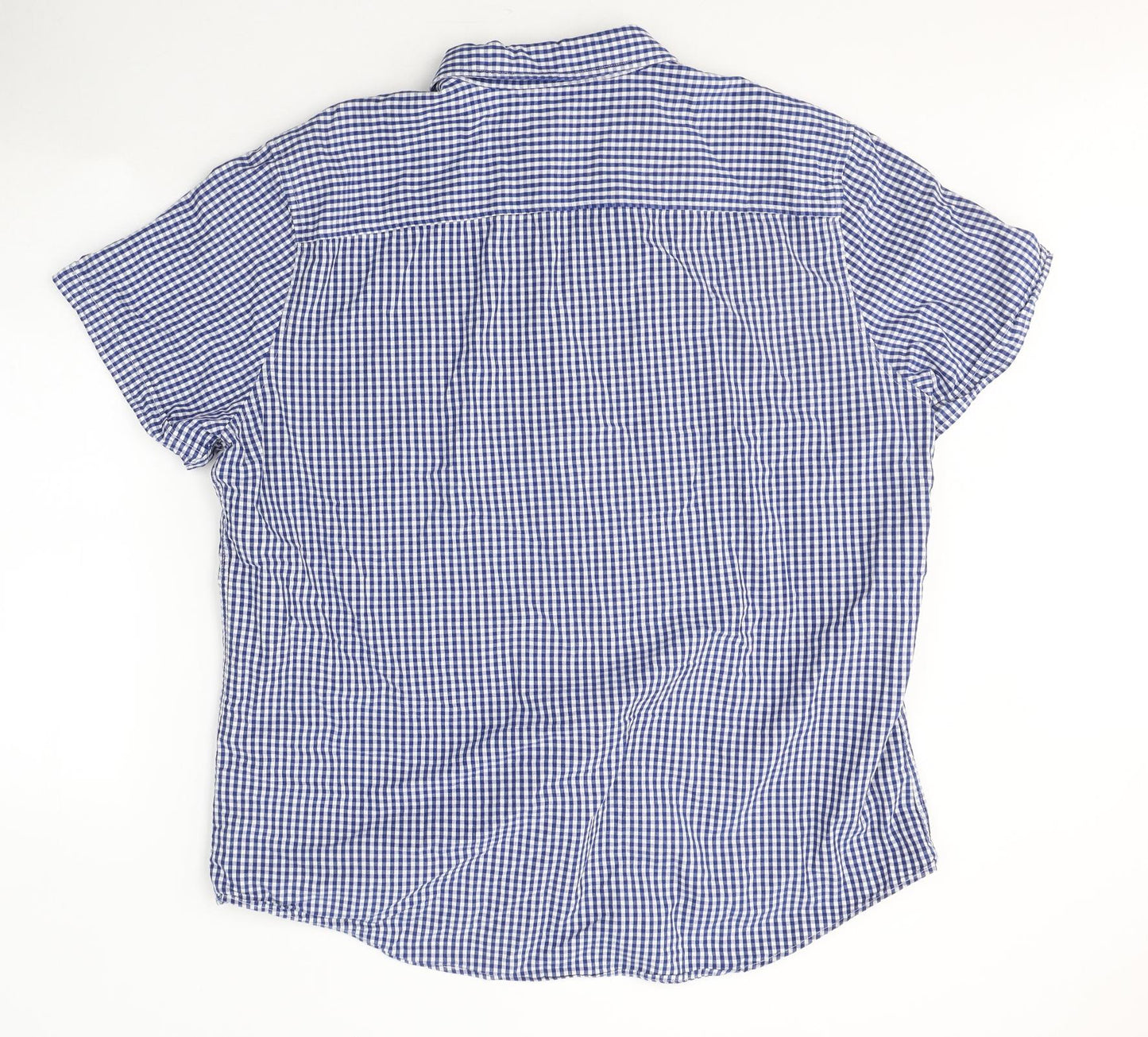 Burton Mens Blue Check Cotton  Button-Up Size 2XL Collared Button